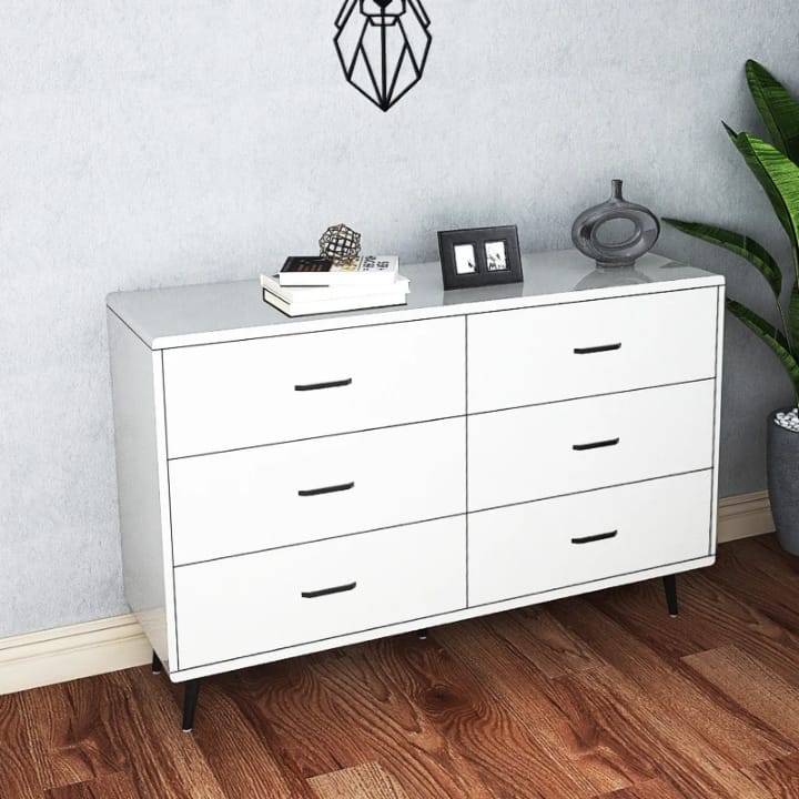⭐ Commode Moderne 6 Tiroirs – Design Scandinave & Rangement Optimisé